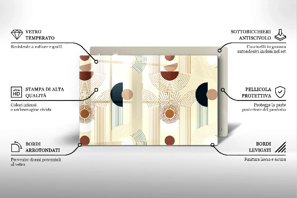 Tagliere in vetro temperato Forme geometriche boho