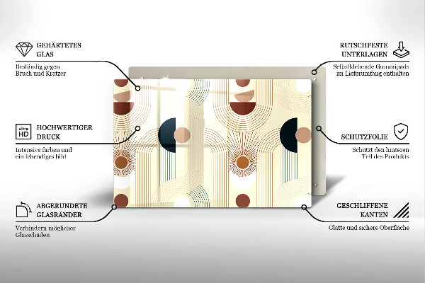 Tagliere in vetro temperato Forme geometriche boho