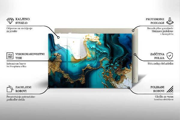Tagliere in vetro Astrazione turchese