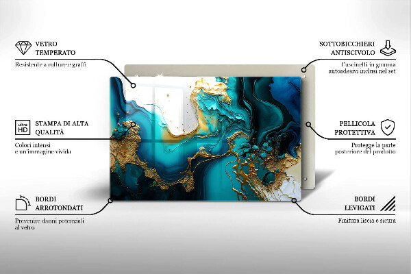 Tagliere in vetro Astrazione turchese