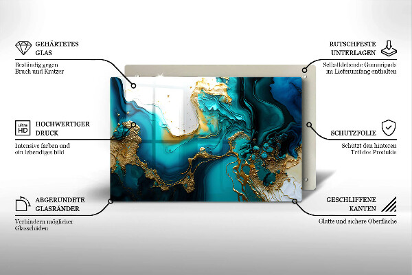 Tagliere in vetro Astrazione turchese