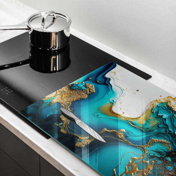 Tagliere in vetro Astrazione turchese