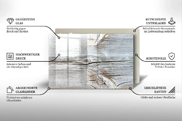 Tagliere in vetro Struttura in legno chiaro