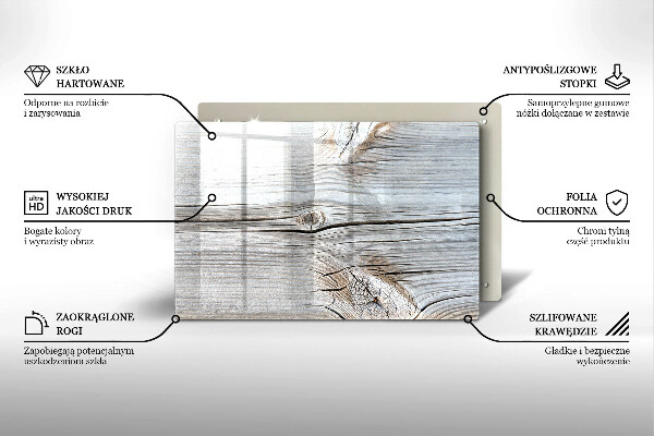 Tagliere in vetro Struttura in legno chiaro