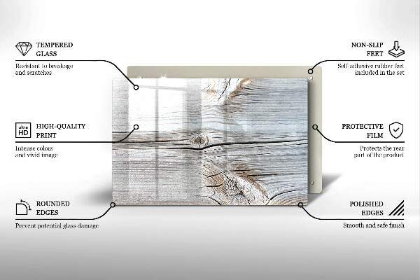 Tagliere in vetro Struttura in legno chiaro