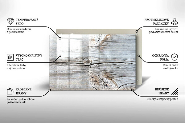 Tagliere in vetro Struttura in legno chiaro