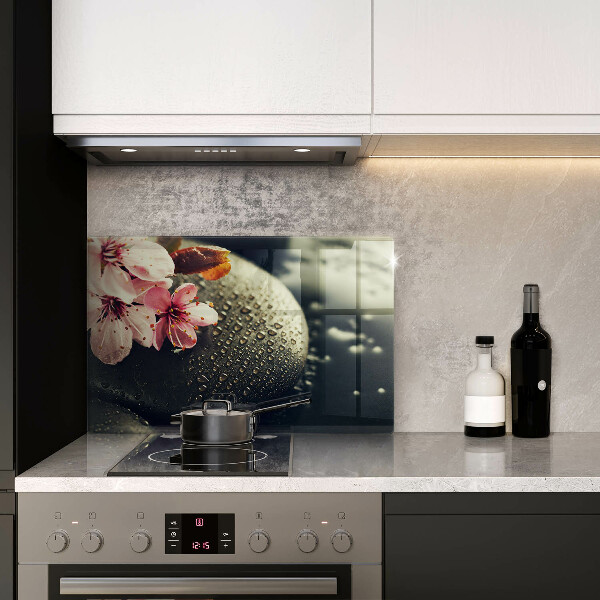 Tagliere in vetro Fiori pietre zen