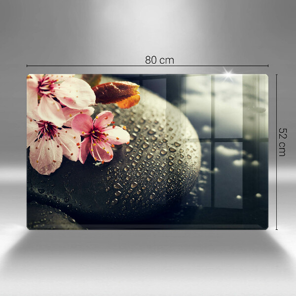 Tagliere in vetro Fiori pietre zen