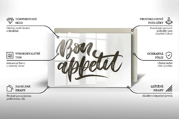 Tagliere in vetro Iscrizione Bon appetit