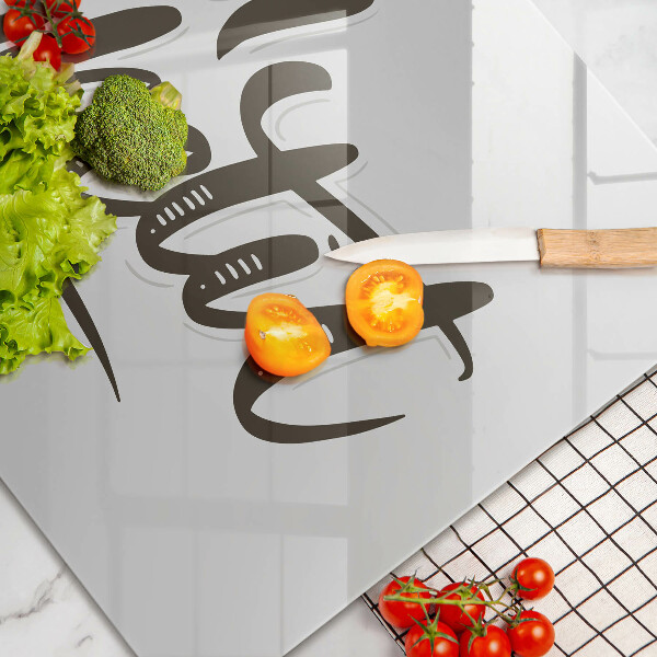 Tagliere in vetro Iscrizione Bon appetit