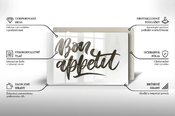 Tagliere in vetro Iscrizione Bon appetit