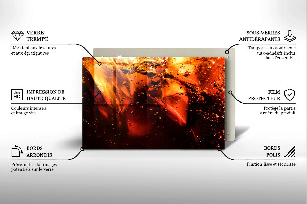 Tagliere in vetro Bevanda alla cola con ghiaccio