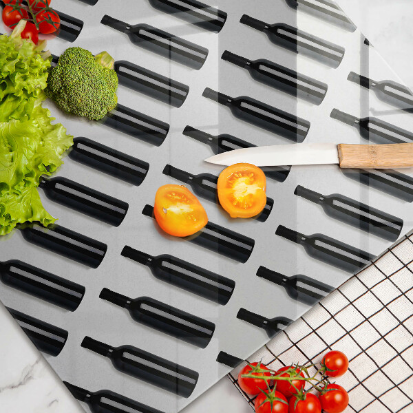 Tagliere in vetro Bottiglie di vino nere