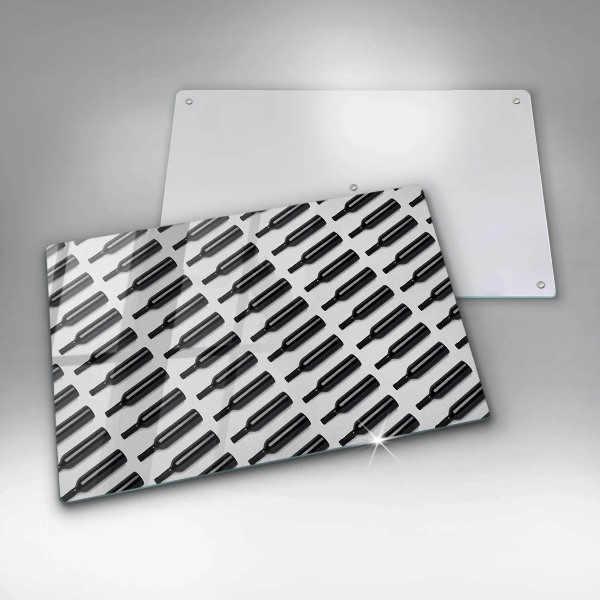 Tagliere in vetro Bottiglie di vino nere