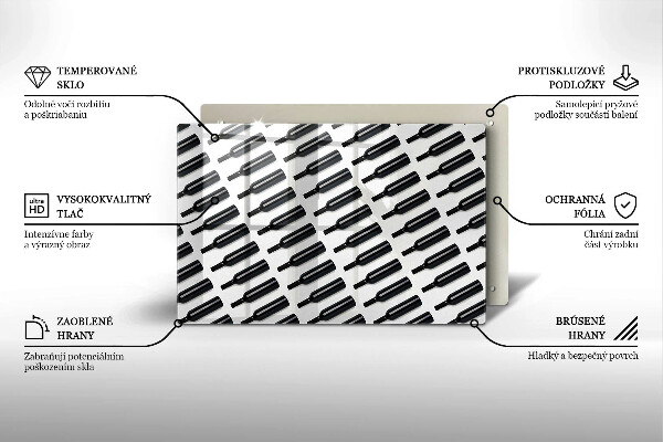 Tagliere in vetro Bottiglie di vino nere