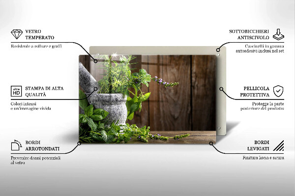 Tagliere in vetro Erbe verdi