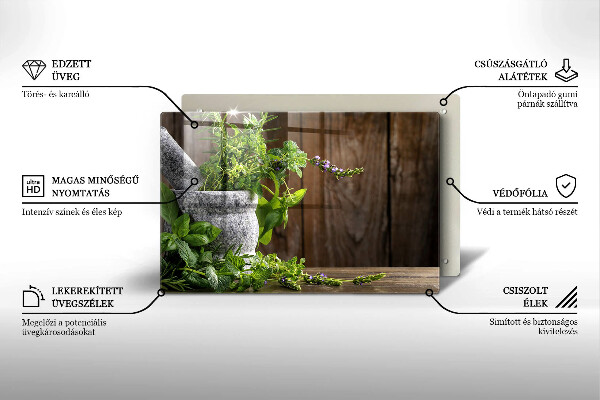 Tagliere in vetro Erbe verdi