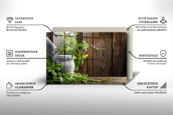 Tagliere in vetro Erbe verdi