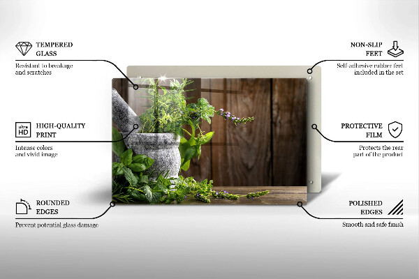 Tagliere in vetro Erbe verdi