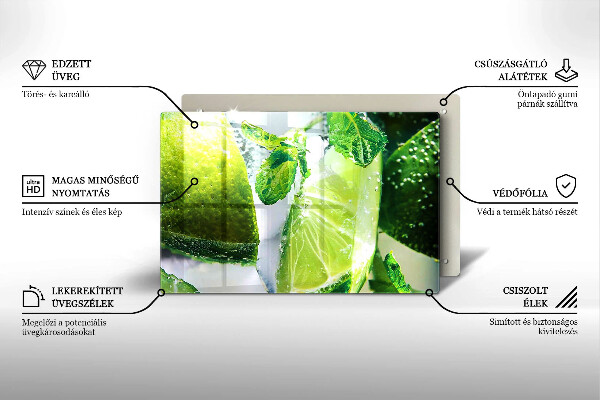 Tagliere in vetro Acqua con lime e ghiaccio