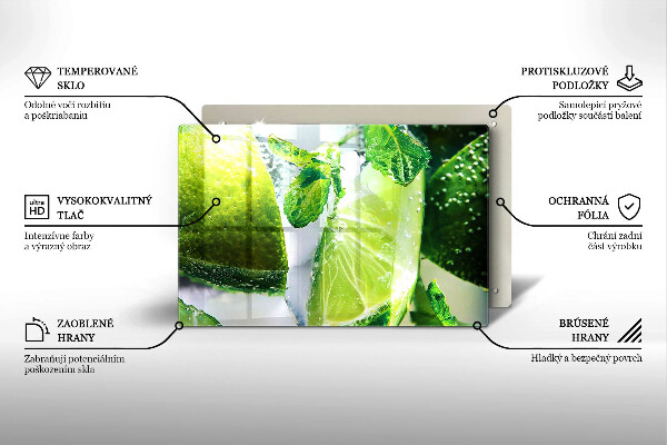 Tagliere in vetro Acqua con lime e ghiaccio