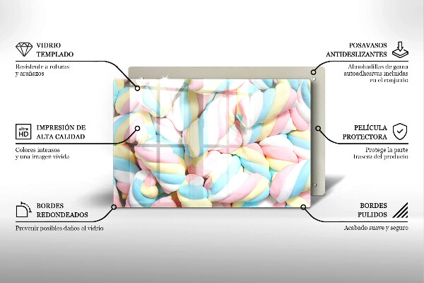 Tagliere in vetro Marshmallow colorati