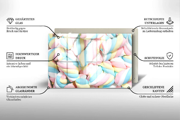 Tagliere in vetro Marshmallow colorati