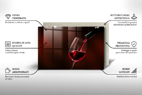 Tagliere in vetro Un bicchiere di vino