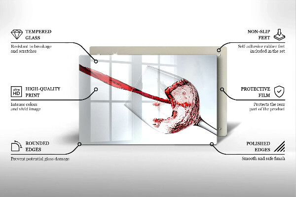 Tagliere in vetro Vino rosso