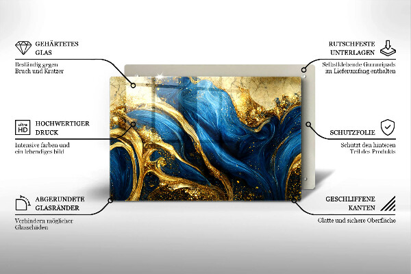 Tagliere in vetro Marmo blu e oro