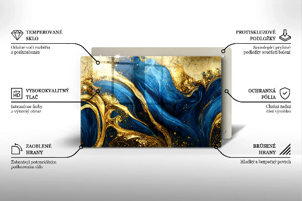 Tagliere in vetro Marmo blu e oro