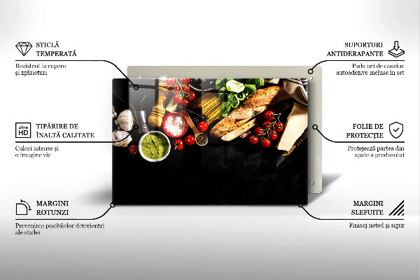 Tagliere in vetro Ingredienti e spezie italiani