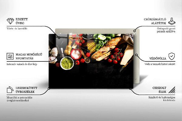 Tagliere in vetro Ingredienti e spezie italiani