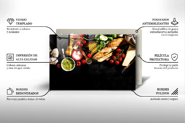 Tagliere in vetro Ingredienti e spezie italiani