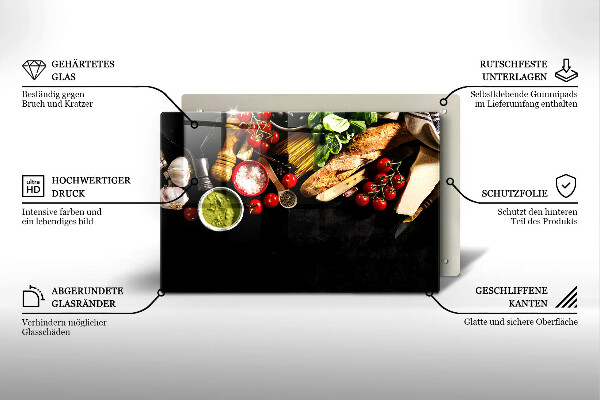 Tagliere in vetro Ingredienti e spezie italiani