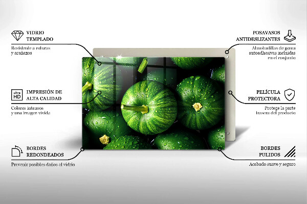 Tagliere in vetro Zucche verdi