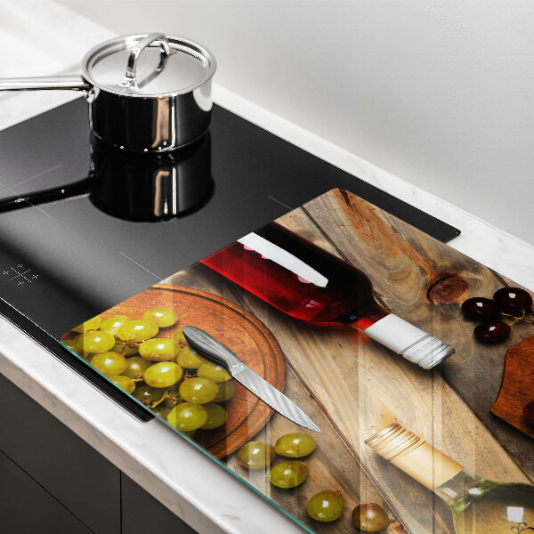 Tagliere in vetro Bottiglie di vino e uva