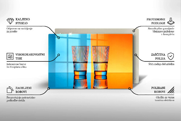 Tagliere in vetro Due bicchieri d'acqua
