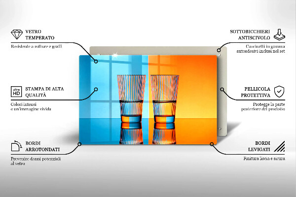 Tagliere in vetro Due bicchieri d'acqua