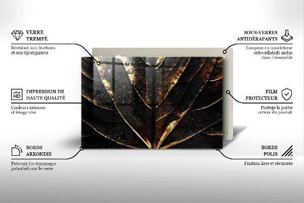 Tagliere in vetro Foglia d'oro