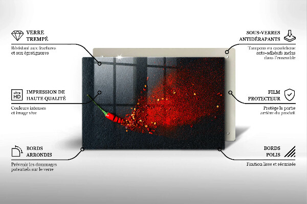 Tagliere in vetro temperato Peperoncino