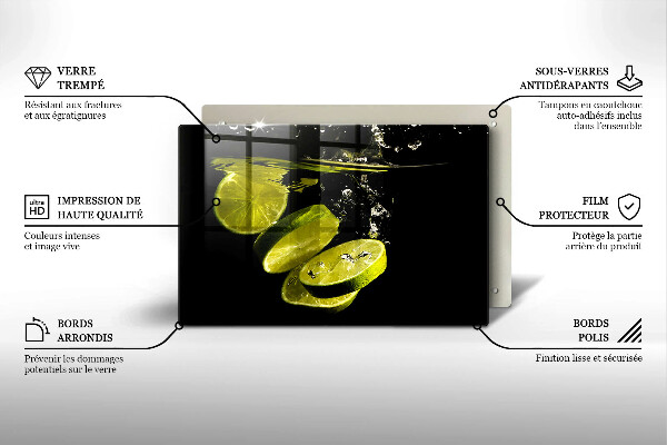 Tagliere in vetro Limette in acqua