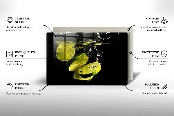 Tagliere in vetro Limette in acqua