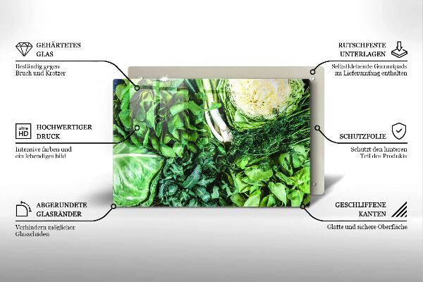 Tagliere in vetro Verdure verdi