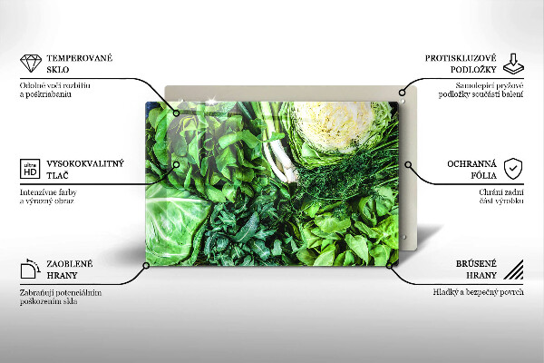 Tagliere in vetro Verdure verdi