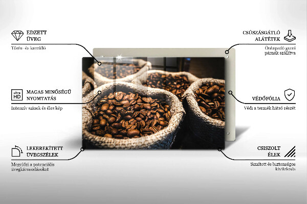 Tagliere in vetro Sacchetti di caffè in grani