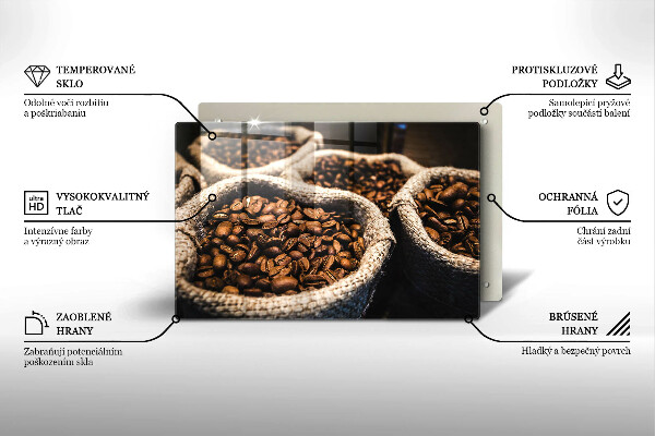 Tagliere in vetro Sacchetti di caffè in grani