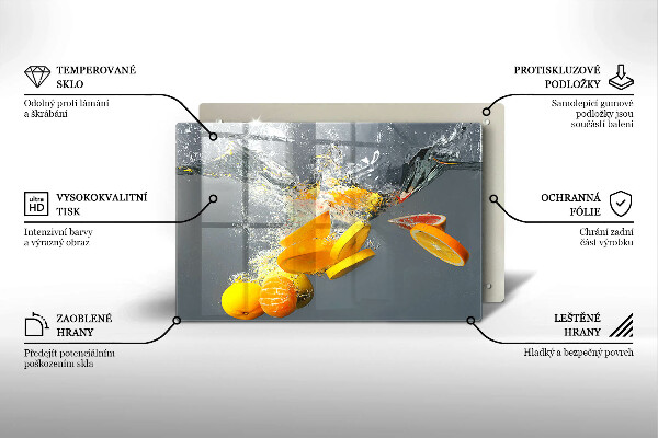 Tagliere in vetro Limoni in acqua