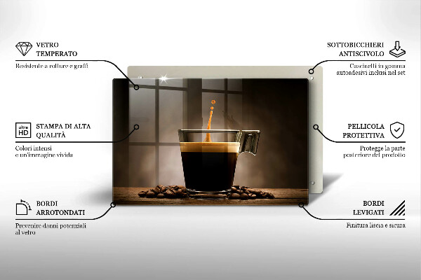 Tagliere in vetro Vetro e chicchi di caffè