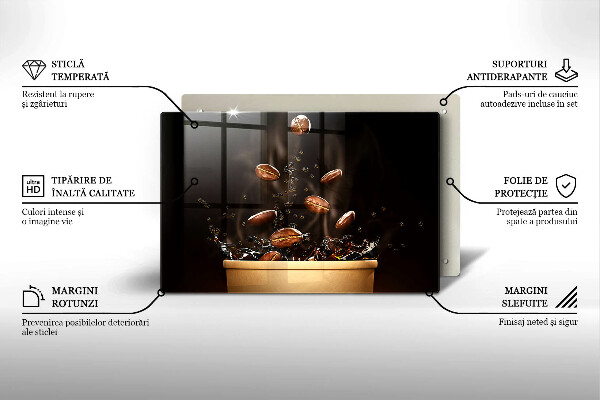 Tagliere in vetro Chicchi di caffè caldi